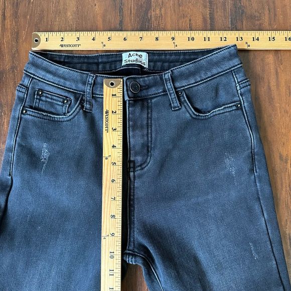 ACNE STUDIOS BLÅ KONST Cut-Off Skinny Jeans in Heathered Black - Picture 11 of 12